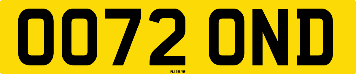 0072 0ND Number Plate