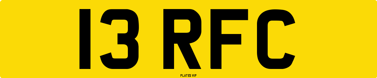 13 RFC Number Plate