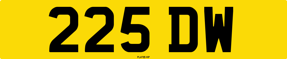 225 DW Number Plate