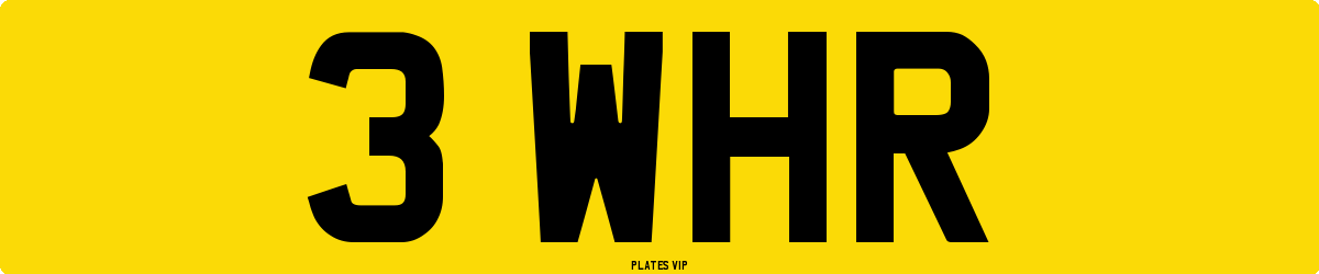 3 WHR Number Plate