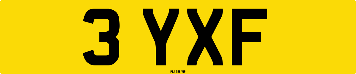 3 YXF Number Plate