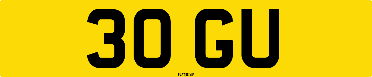 30 GU Number Plate
