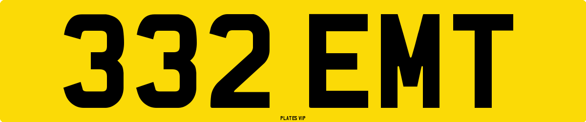 332 EMT Number Plate