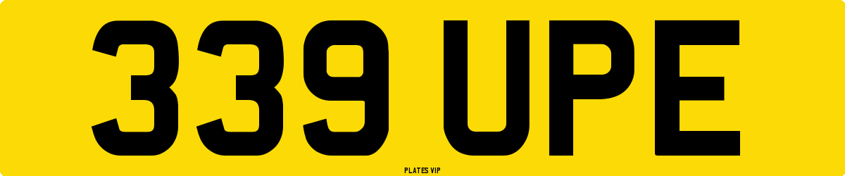 339 UPE Number Plate
