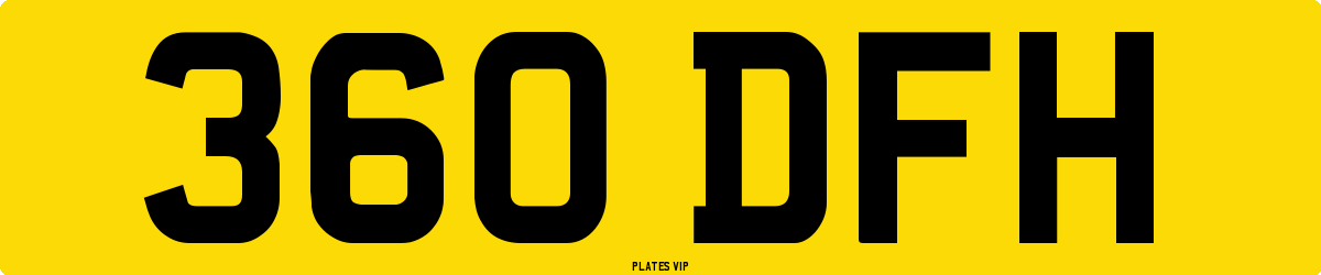 360 DFH Number Plate