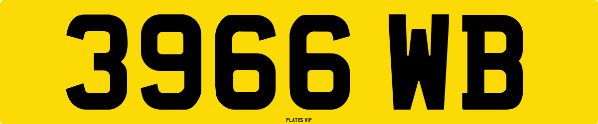 3966 WB Number Plate