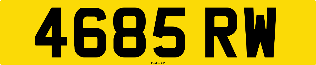 4685 RW Number Plate
