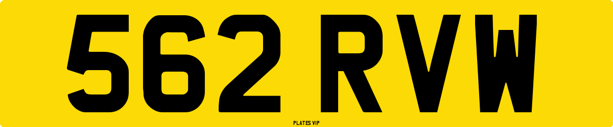 562 RVW Number Plate