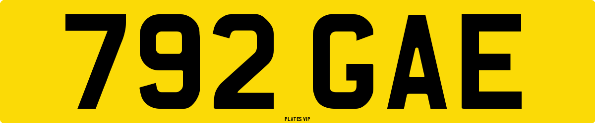 792 GAE Number Plate