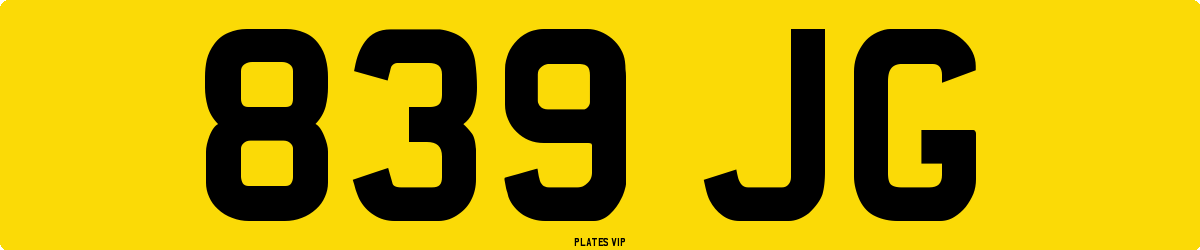 839 JG Number Plate