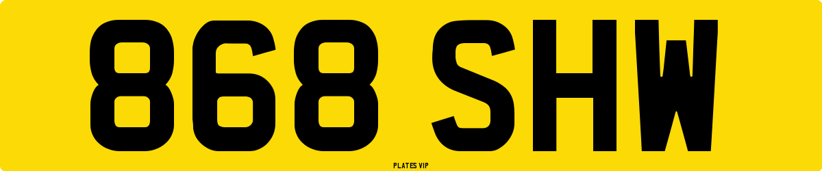 868 SHW Number Plate