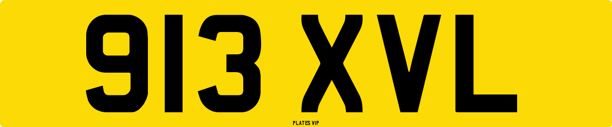 913 XVL Number Plate