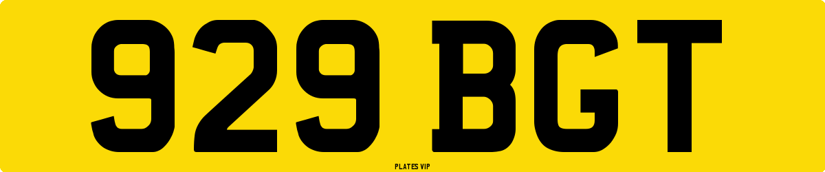 929 BGT Number Plate