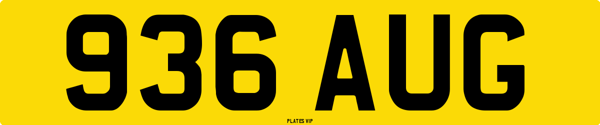936 AUG Number Plate