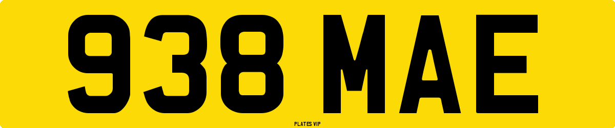 938 MAE Number Plate