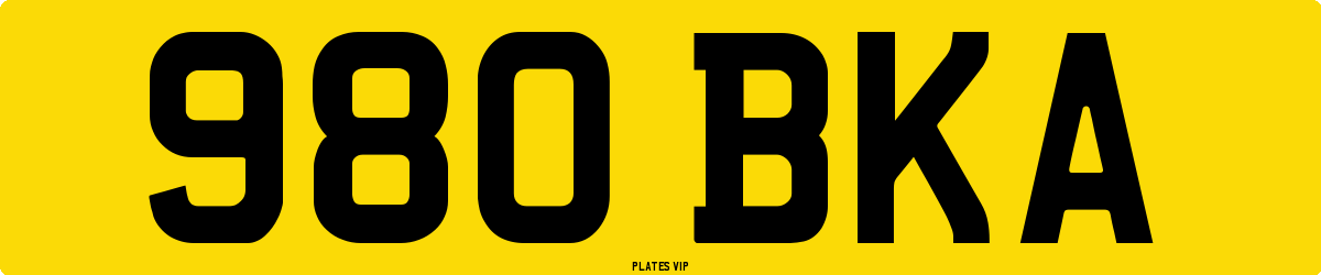 980 BKA Number Plate