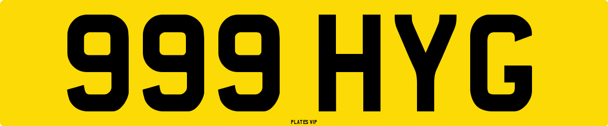 999 HYG Number Plate