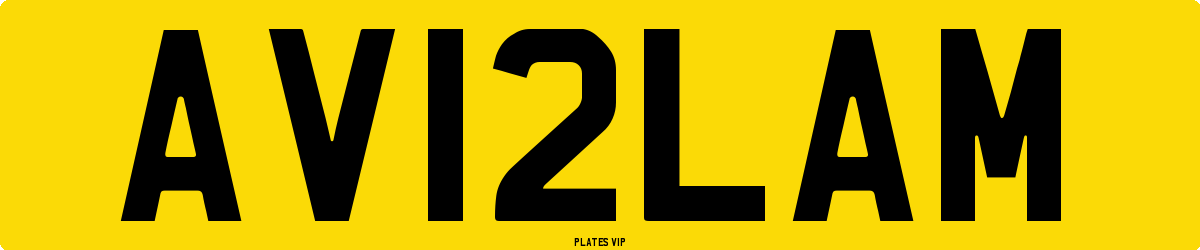 A V12 LAM Number Plate