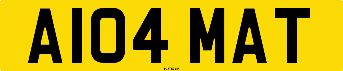 A104 MAT Number Plate