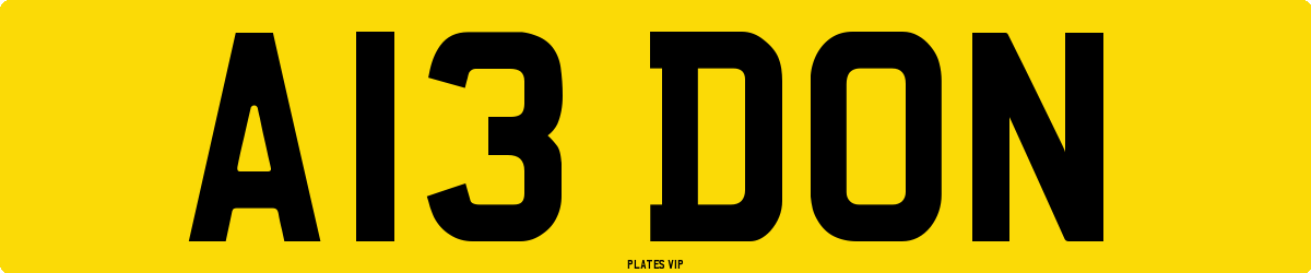 A13 DON Number Plate
