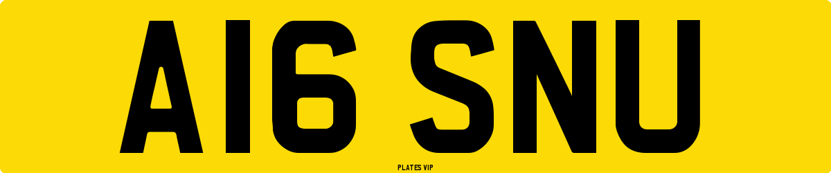A16 SNU Number Plate