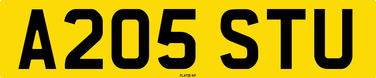 A205 STU Number Plate