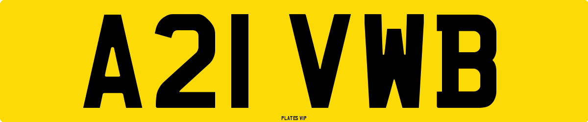 A21 VWB Number Plate