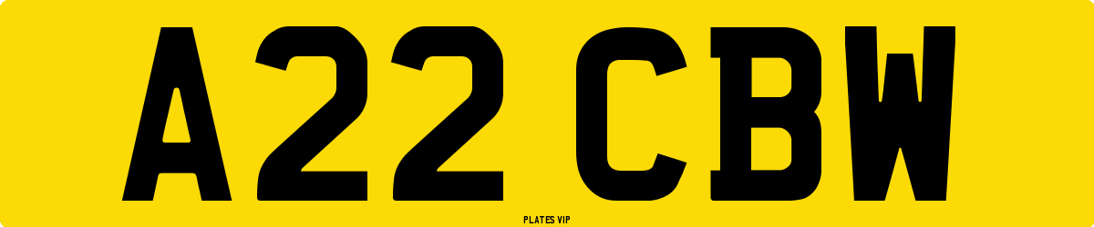 A22 CBW Number Plate
