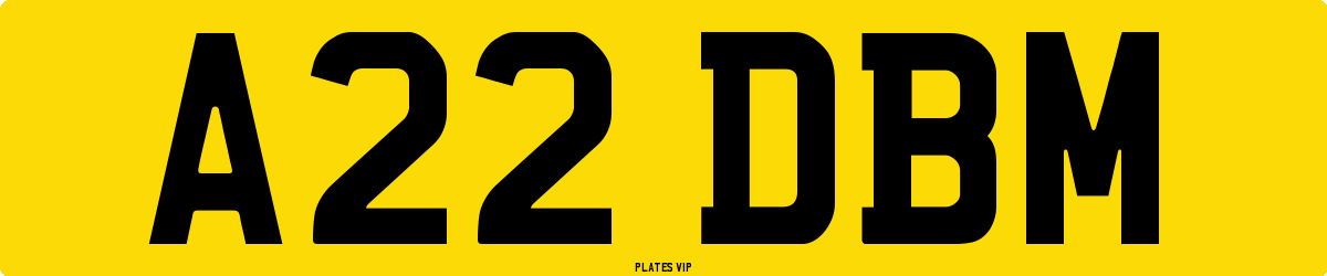 A22 DBM Number Plate