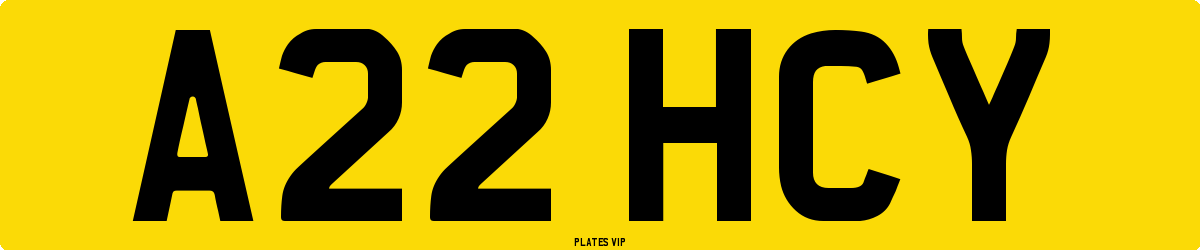 A22 HCY Number Plate