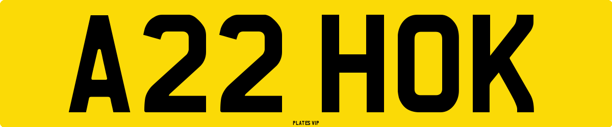 A22 HOK Number Plate