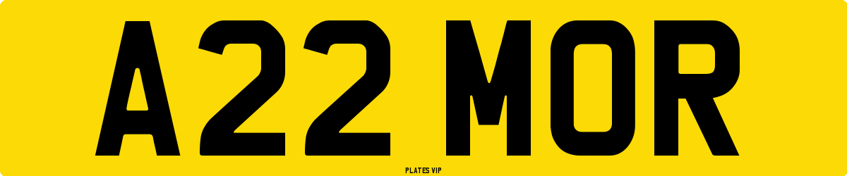 A22 MOR Number Plate