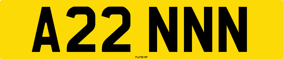 A22 NNN Number Plate