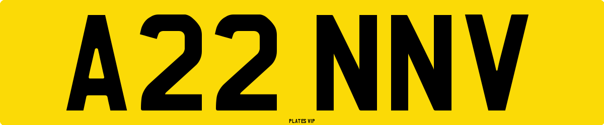 A22 NNV Number Plate