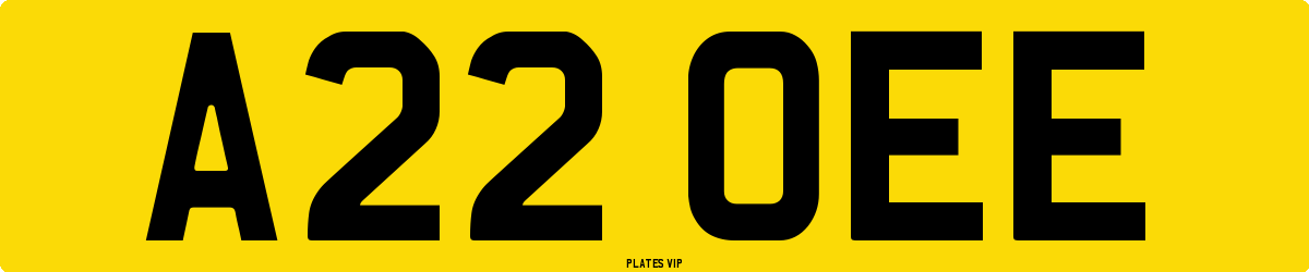 A22 OEE Number Plate