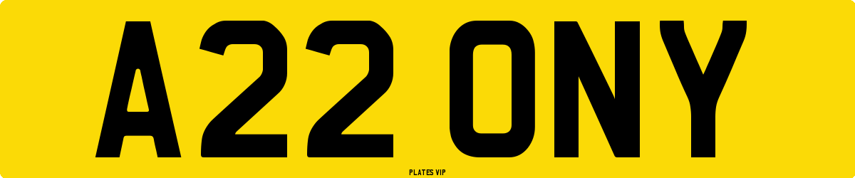A22 ONY Number Plate