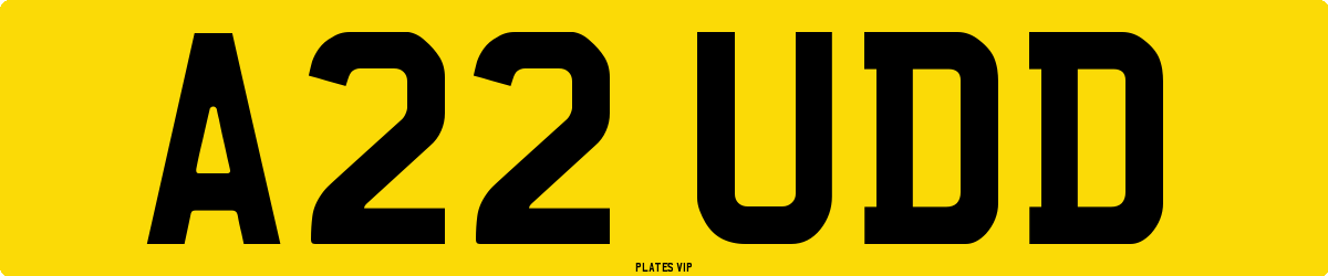 A22 UDD Number Plate