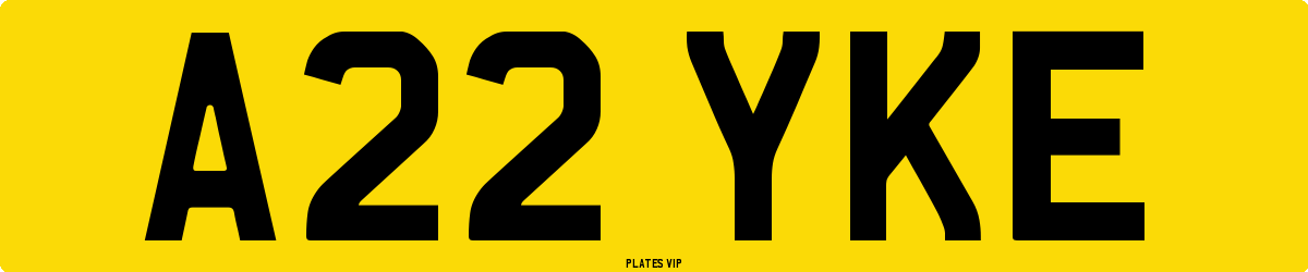 A22 YKE Number Plate