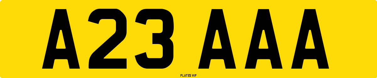 A23 AAA Number Plate