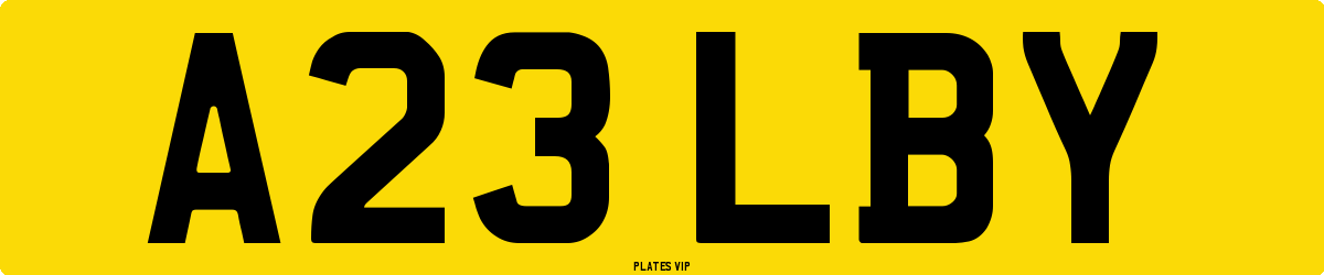 A23 LBY Number Plate
