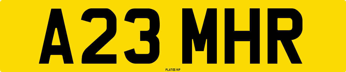 A23 MHR Number Plate