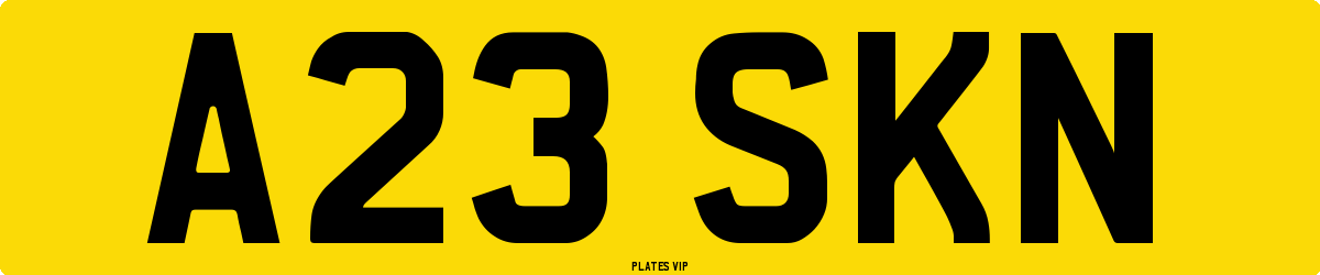 A23 SKN Number Plate