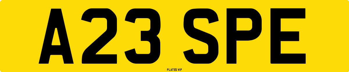 A23 SPE Number Plate