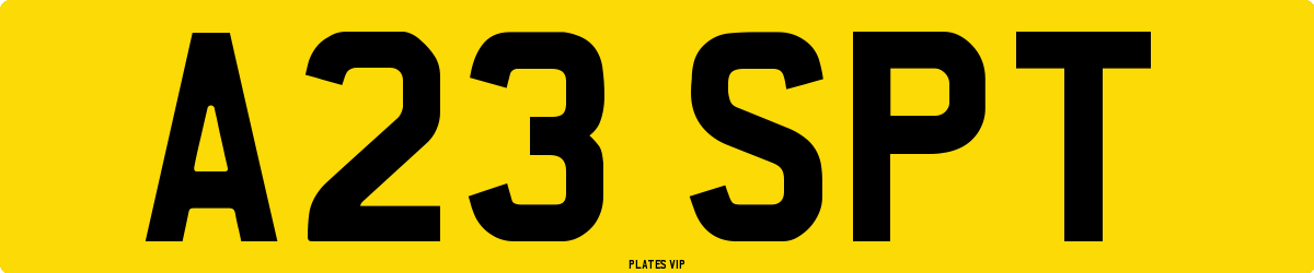 A23 SPT Number Plate