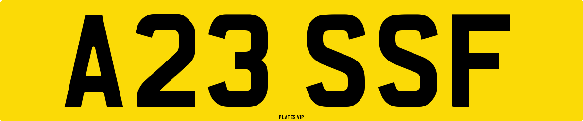 A23 SSF Number Plate