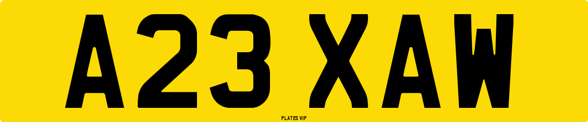 A23 XAW Number Plate