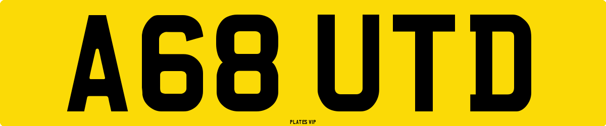 A68 UTD Number Plate