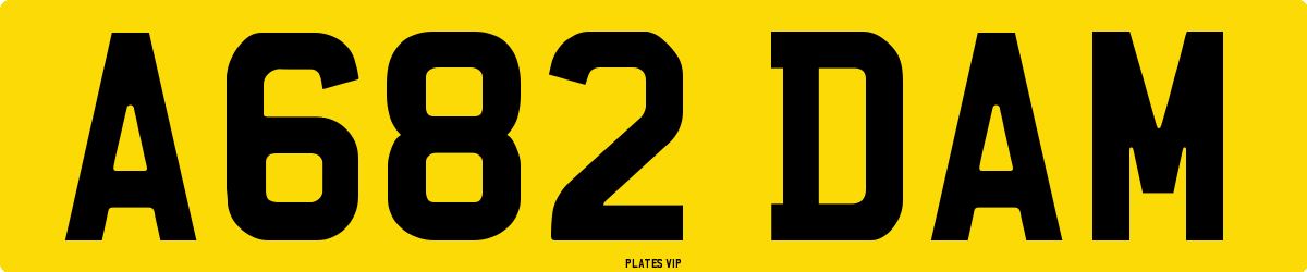 A682 DAM Number Plate