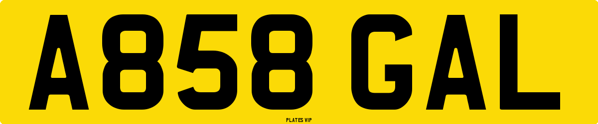 A858 GAL Number Plate