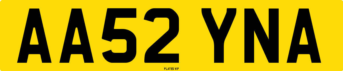 AA52 YNA Number Plate